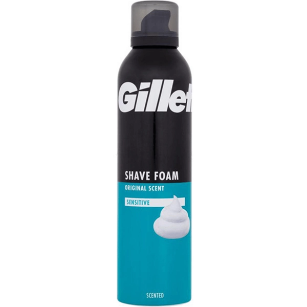 فوم اصلاح ژیلت اورجینال ضد حساسیت آبی رنگ 200 میل | Gillette Shave Foam Original Scent Sensitive 200ml